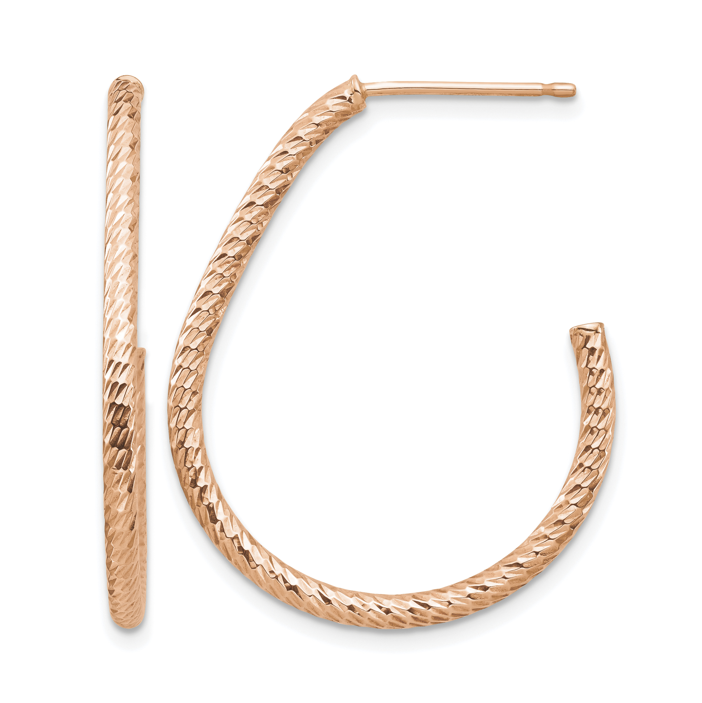 14k Rose Gold Polished Diamond-cut Post Dangle Earrings (TF1378R)