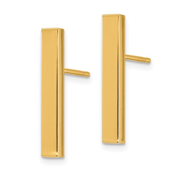 14k Polished 3x20mm Bar Post Earrings