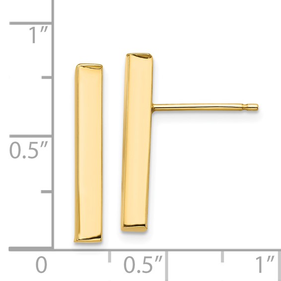 14k Polished 3x20mm Bar Post Earrings