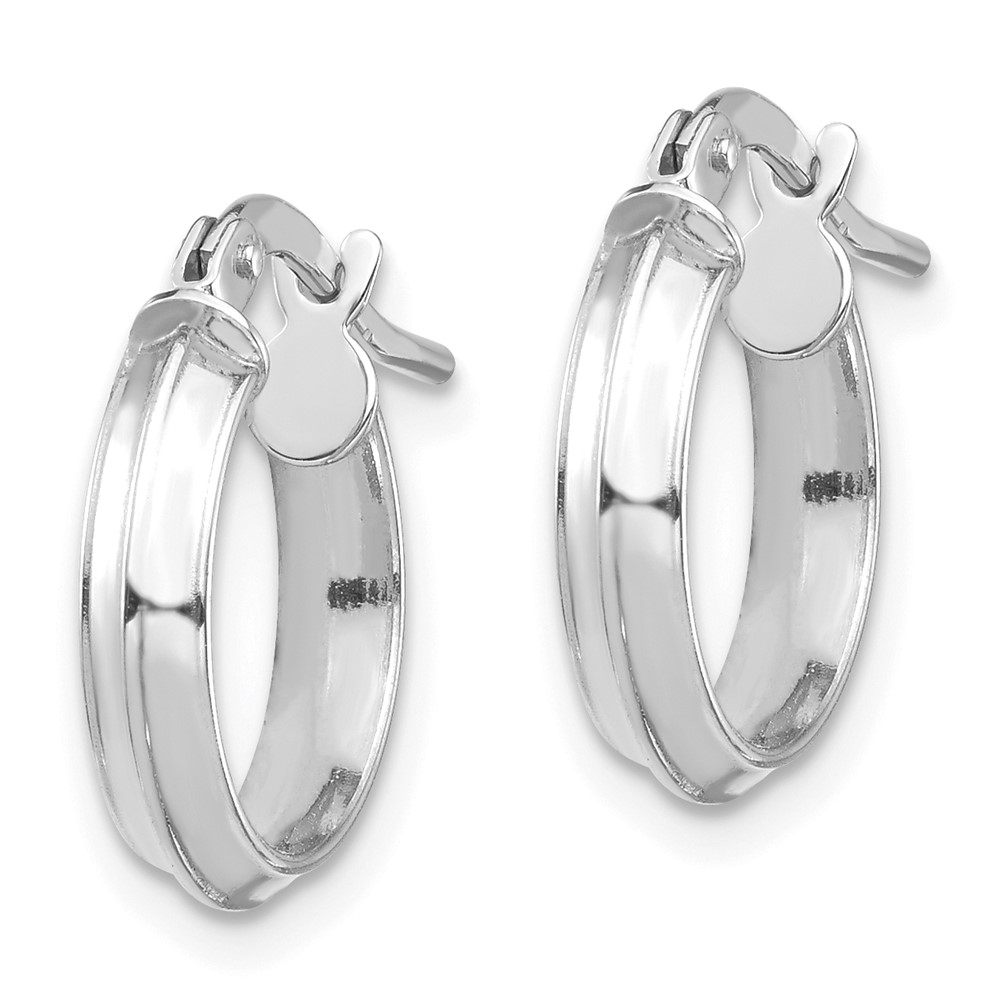 14k White Gold Polished Small 3mm Hoop Earrings (TF1380W)
