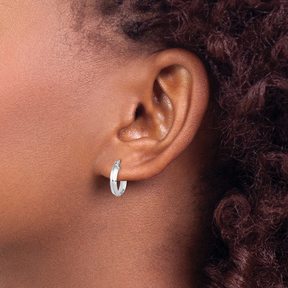 14k White Gold Polished Small 3mm Hoop Earrings (TF1380W)