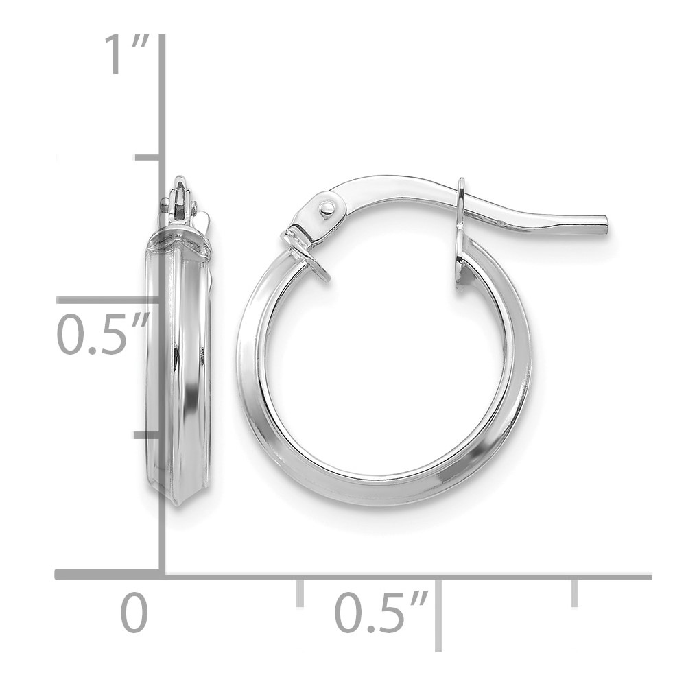 14k White Gold Polished Small 3mm Hoop Earrings (TF1380W)