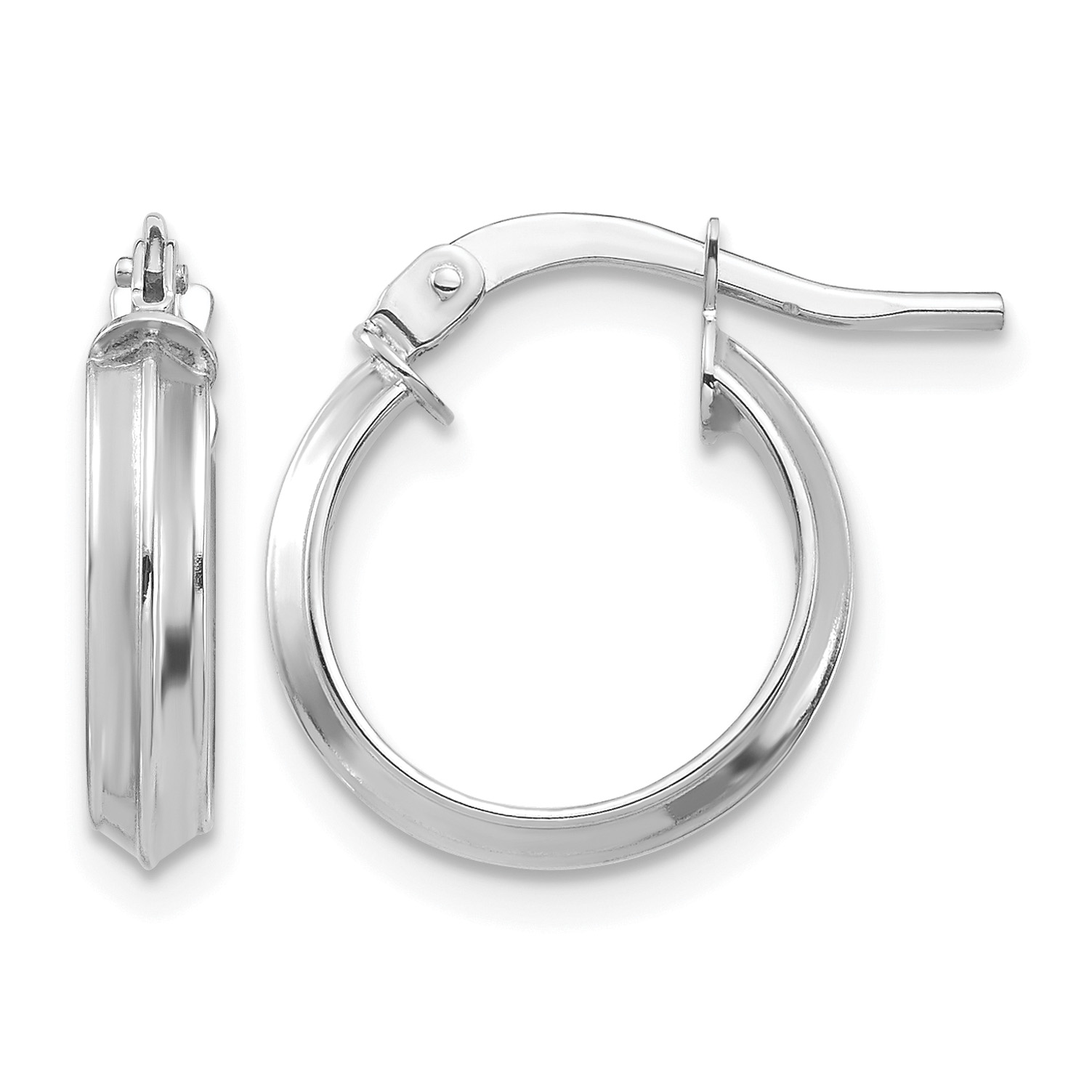 14k White Gold Polished Small 3mm Hoop Earrings (TF1380W)