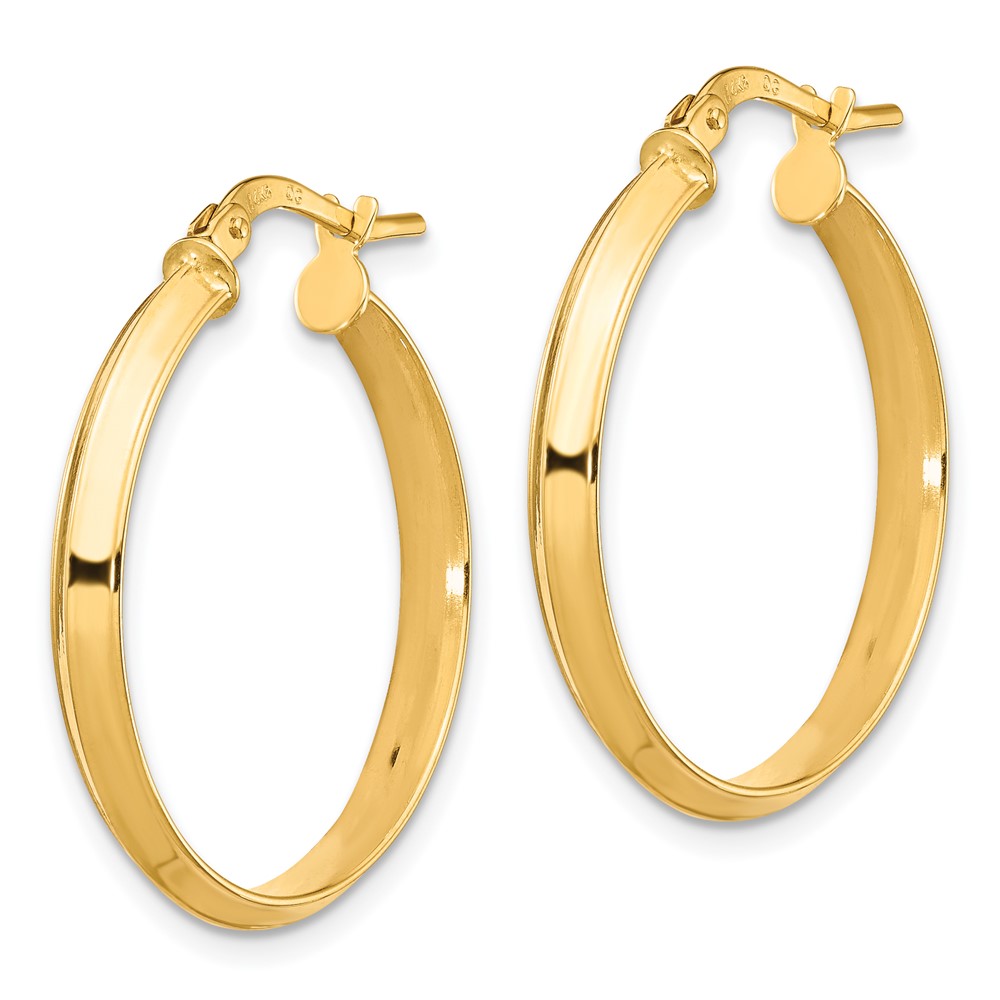 14k Polished Large 3mm Hoop Earrings (TF1382)