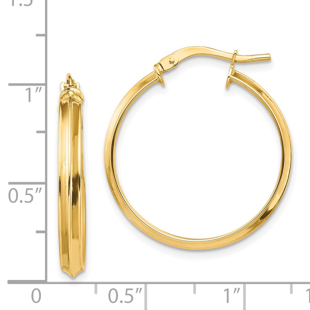 14k Polished Large 3mm Hoop Earrings (TF1382)