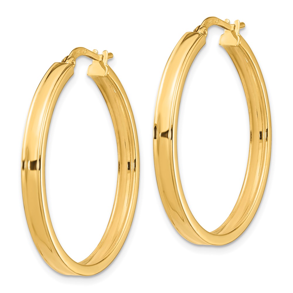 14k Polished 3mm Square Tube Hoop Earrings (TF1385)
