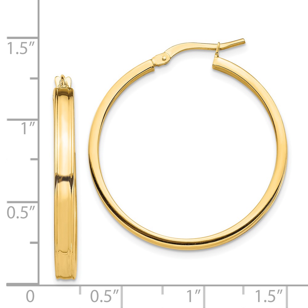 14k Polished 3mm Square Tube Hoop Earrings (TF1385)