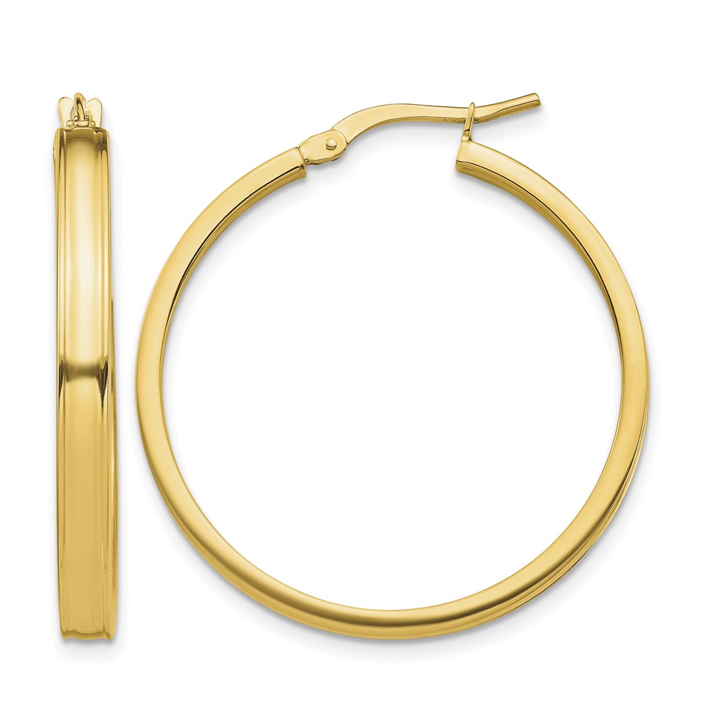 14k Polished 3mm Square Tube Hoop Earrings (TF1385)