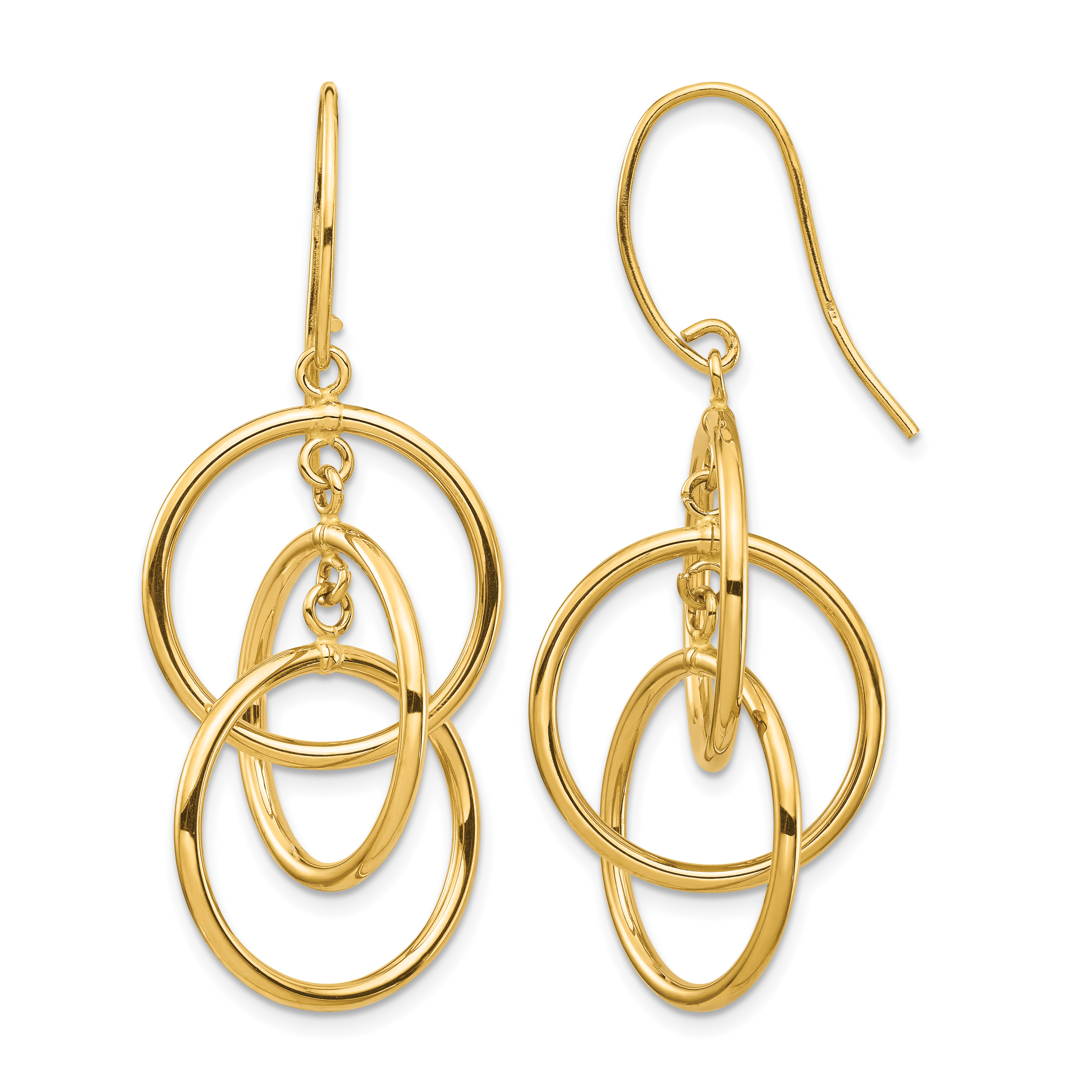 14k Polished Circles Dangle Earrings (TF1387)