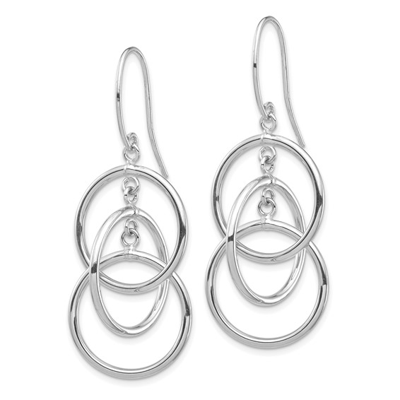 1/2pr 14k White Gold Polished Circles Dangle Earrings