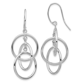 1/2pr 14k White Gold Polished Circles Dangle Earrings