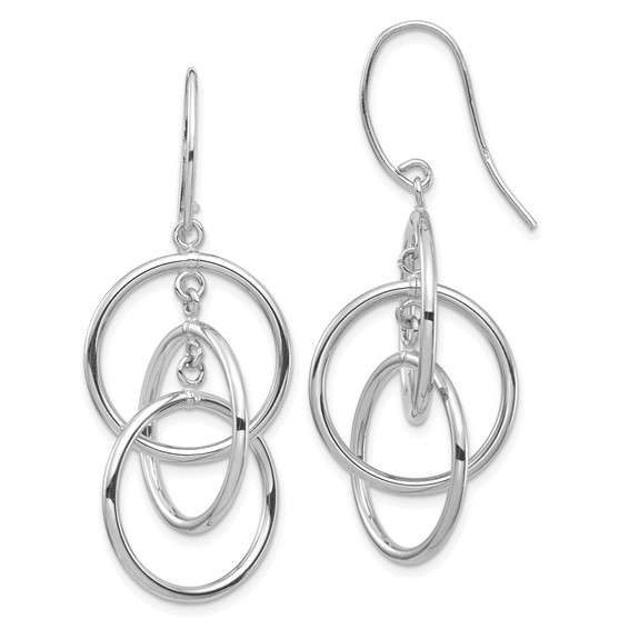 1/2pr 14k White Gold Polished Circles Dangle Earrings