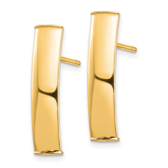 Gold Curved Bar Post Earrings