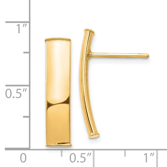Gold Curved Bar Post Earrings