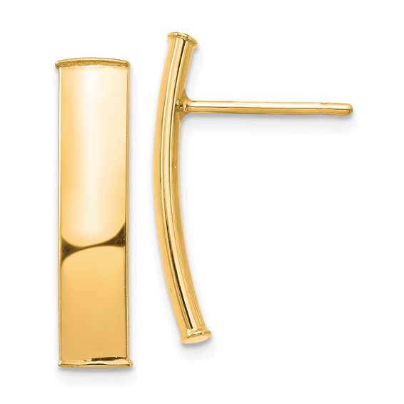 Gold Curved Bar Post Earrings