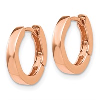 14K Rose Gold Round Hinged Hoop Earrings view 2