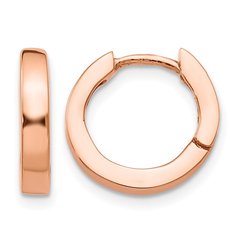 14K Rose Gold Round Hinged Hoop Earrings
