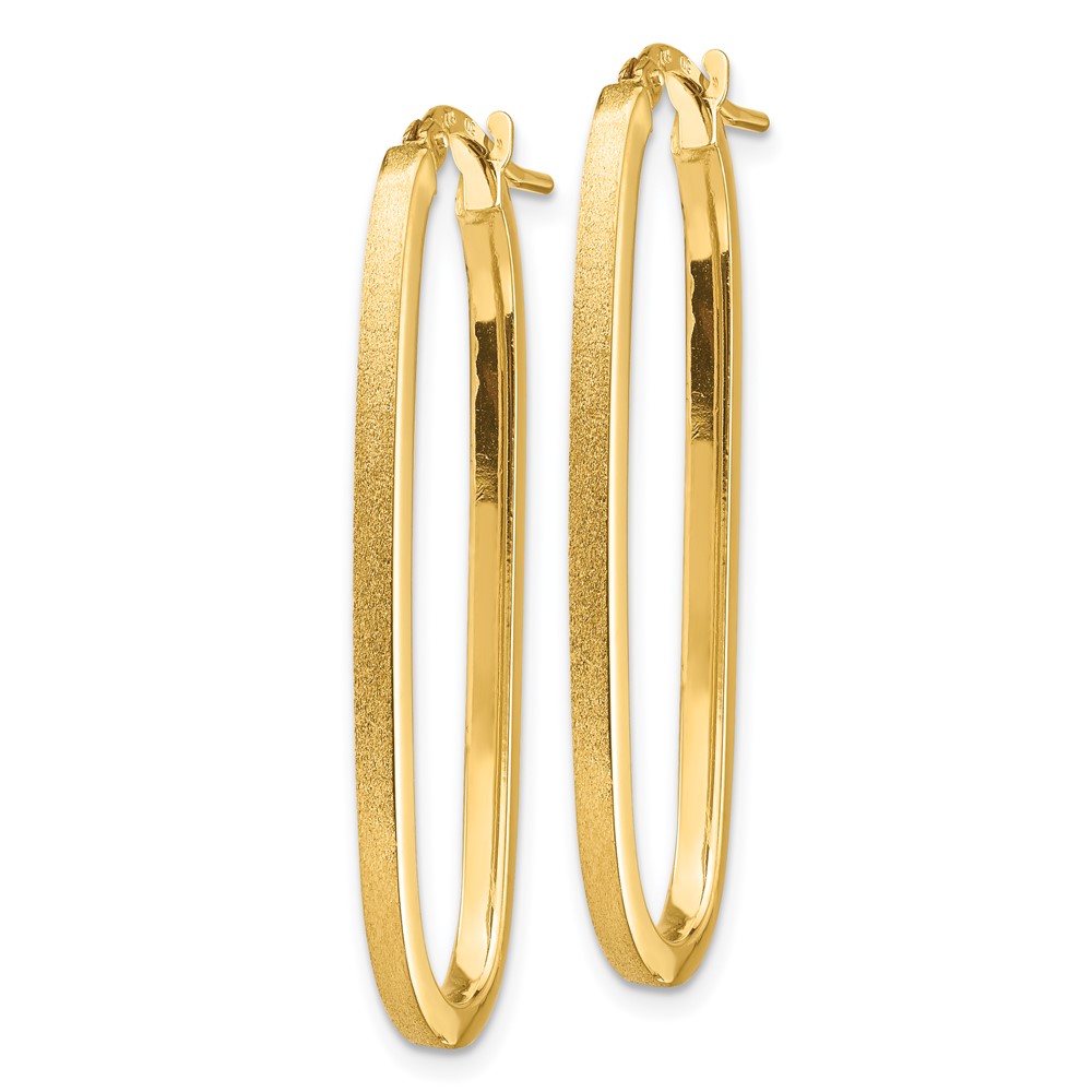 14k Polished & Satin 2mm Oval Hoop Earrings (TF1390)