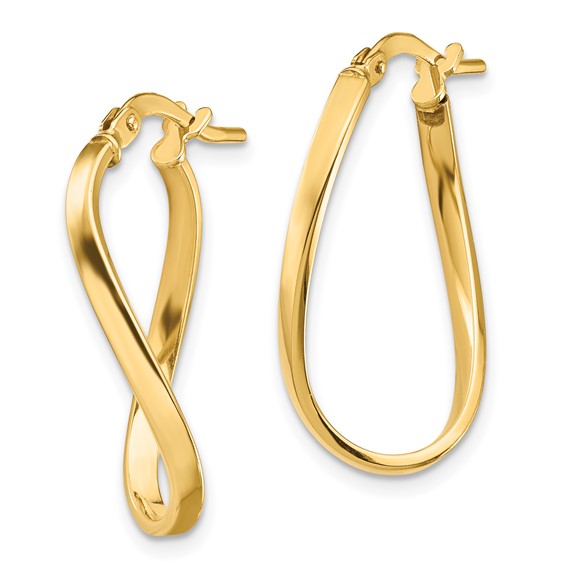 2mm Gold Oval Twisted Hoop Earrings