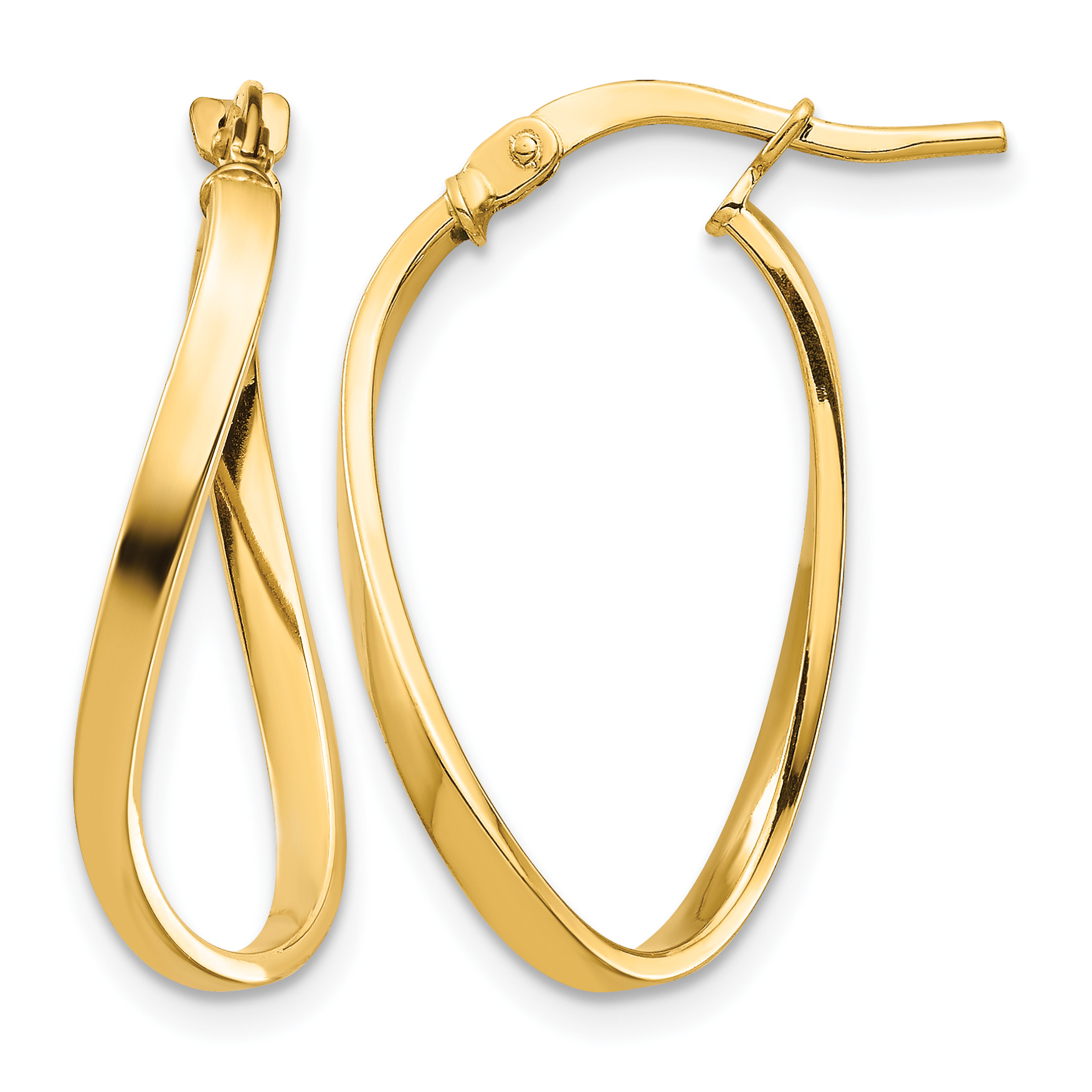 14k Polished 2mm Wavy Hoop Earrings (TF1394)