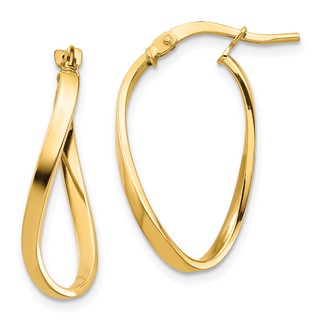 2mm Gold Oval Twisted Hoop Earrings