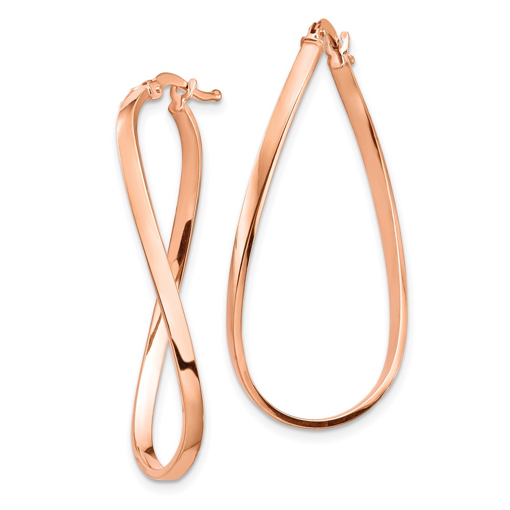 14k Rose Gold 2mm Wavy Hoop Earrings (TF1395R)