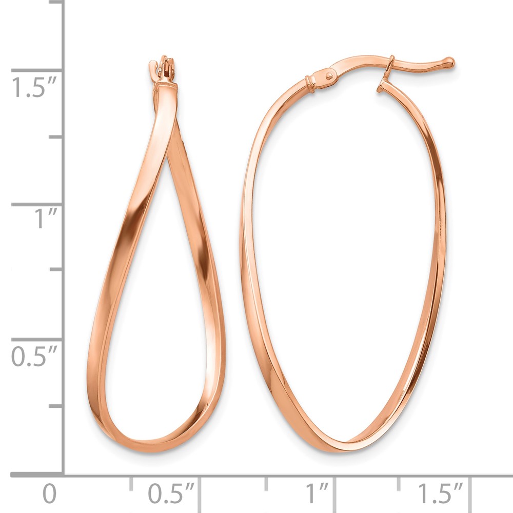 14k Rose Gold 2mm Wavy Hoop Earrings (TF1395R)