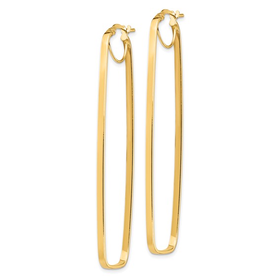 14k Polished 2mm Rectangle Hoop Earrings