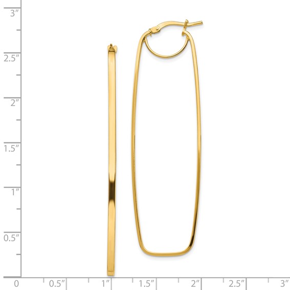 14k Polished 2mm Rectangle Hoop Earrings