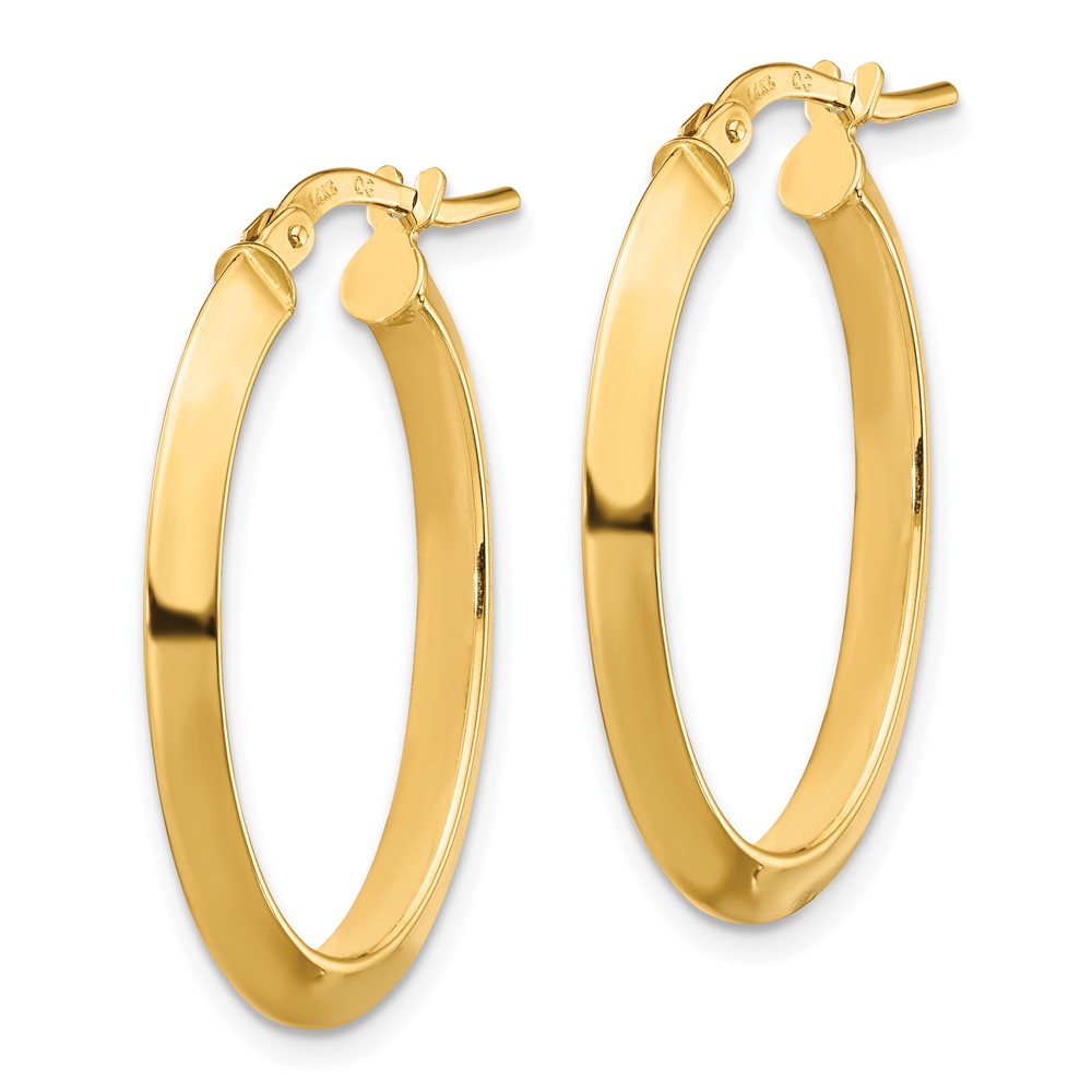 14k Polished 3.5mm Knife Edge Oval Hoop Earrings (TF1399)