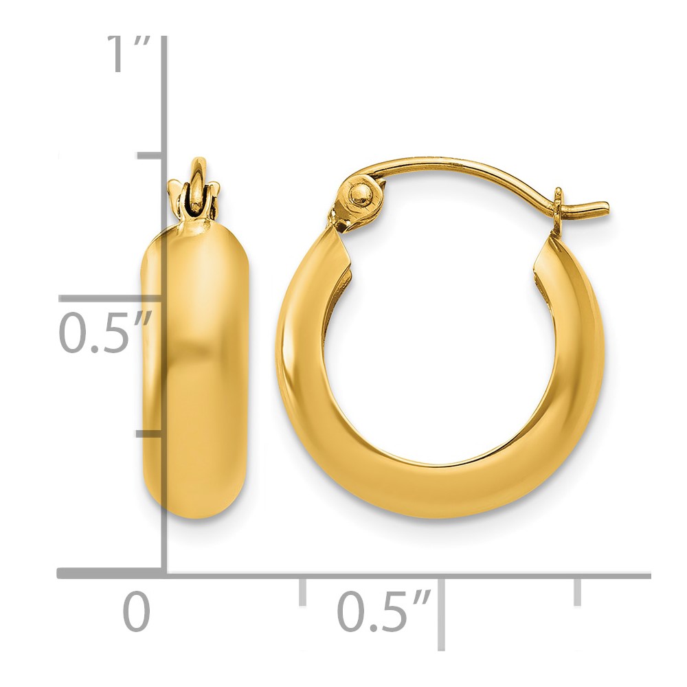 14k Polished 4.75mm Round Hoop Earrings (TF140)