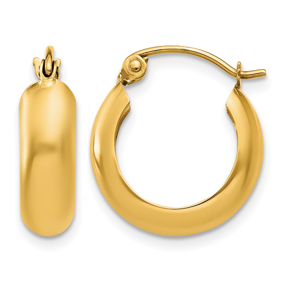 14k Polished 4.75mm Round Hoop Earrings (TF140)
