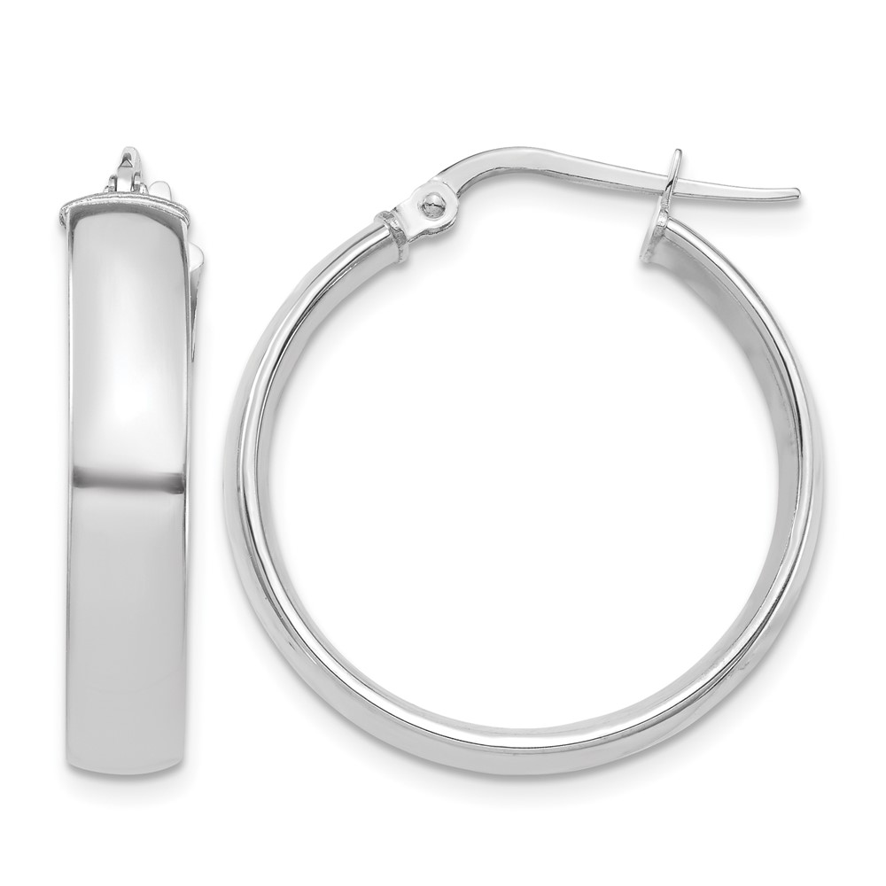 14k White Gold High Polished 5mm Hoop Earrings (TF1402W)