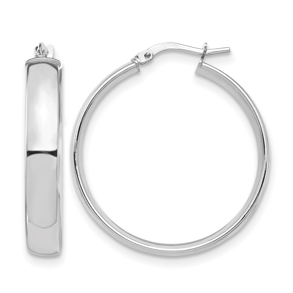 14k White Gold High Polished 5mm Hoop Earrings (TF1403W)