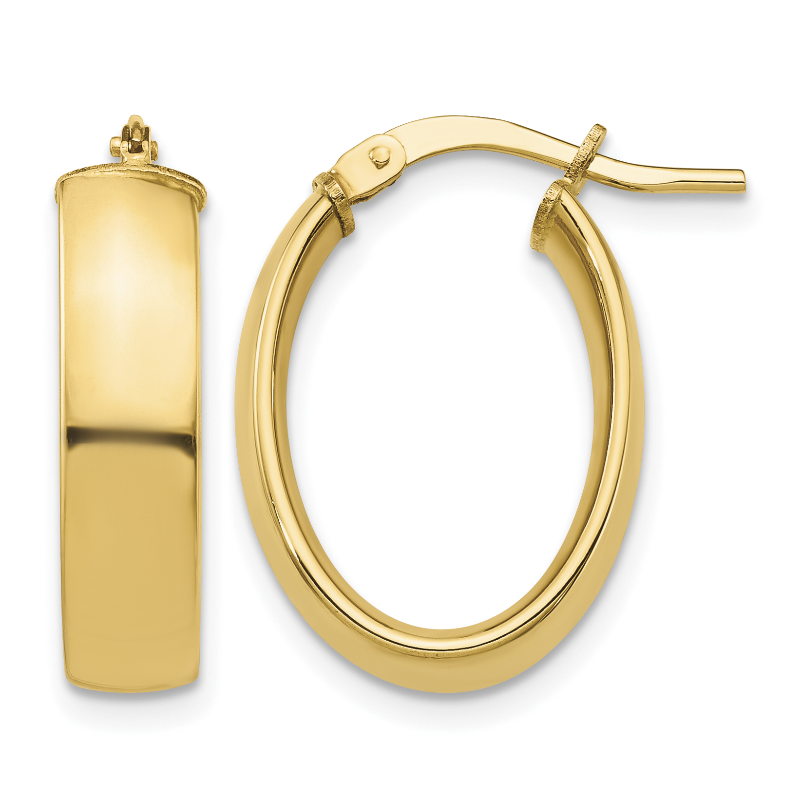 14k High Polished 5mm Oval Hoop Earrings (TF1406)