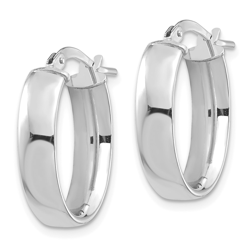 14k White Gold High Polished 5mm Oval Hoop Earrings (TF1406W)