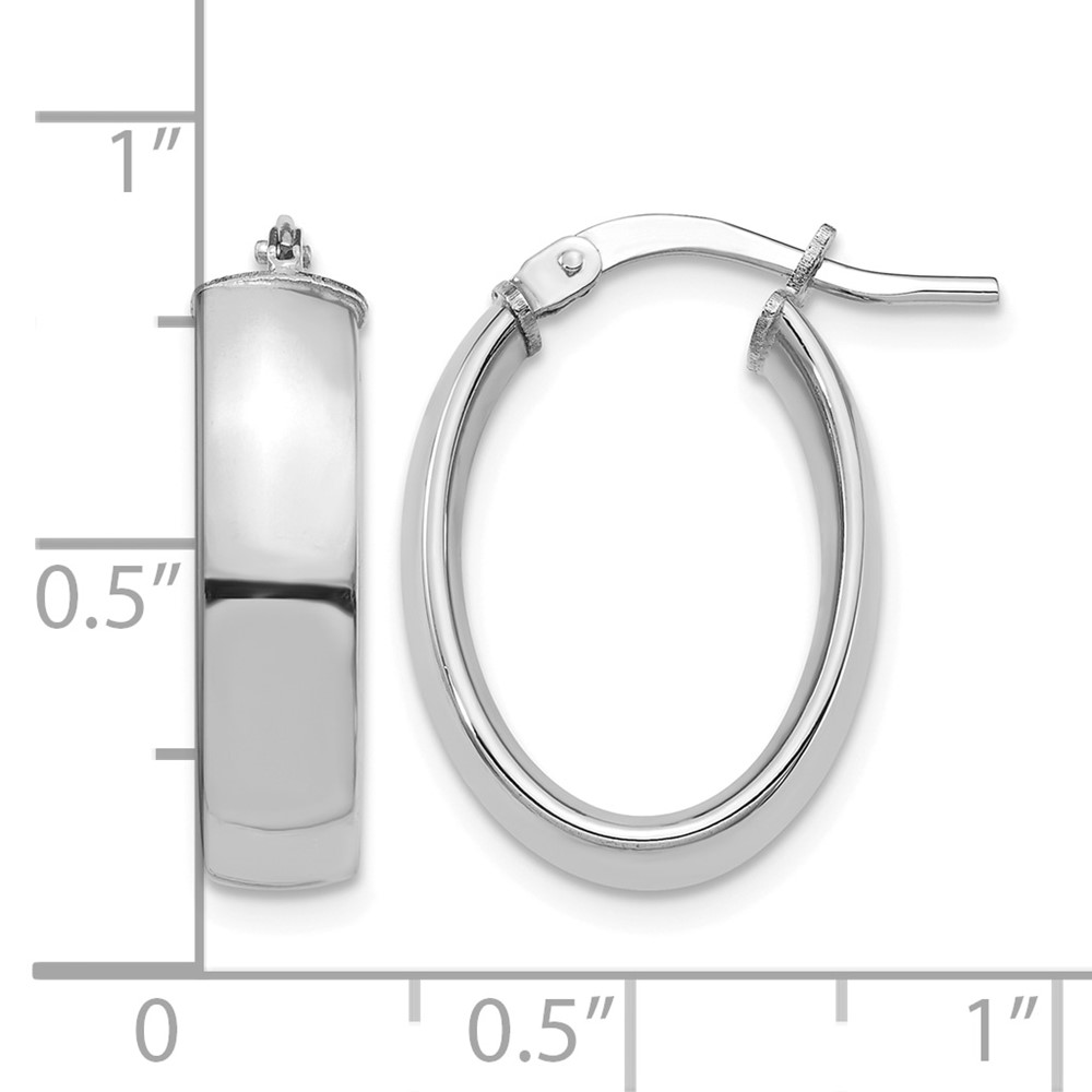 14k White Gold High Polished 5mm Oval Hoop Earrings (TF1406W)
