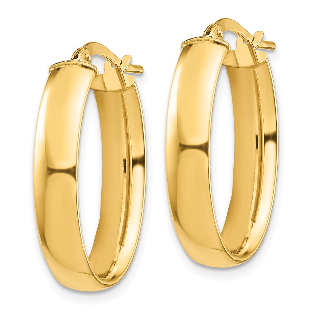 14k High Polished 5mm Oval Hoop Earrings (TF1407)