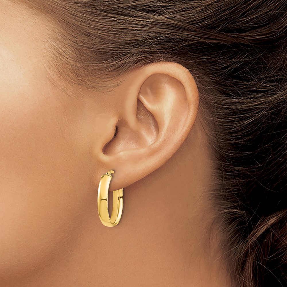 14k High Polished 5mm Oval Hoop Earrings (TF1407)