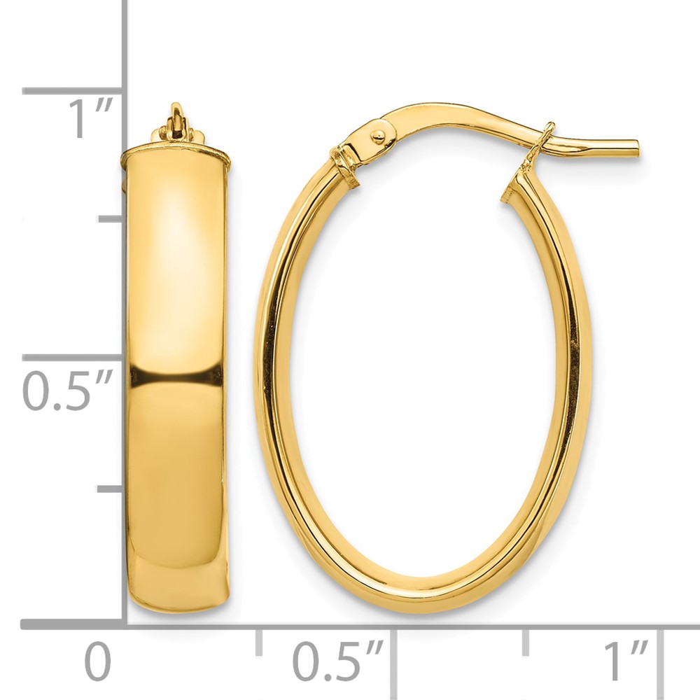 14k High Polished 5mm Oval Hoop Earrings (TF1407)