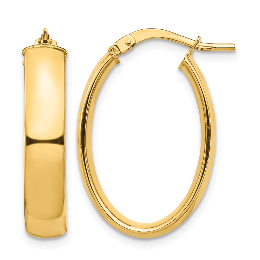 14k High Polished 5mm Oval Hoop Earrings (TF1407)