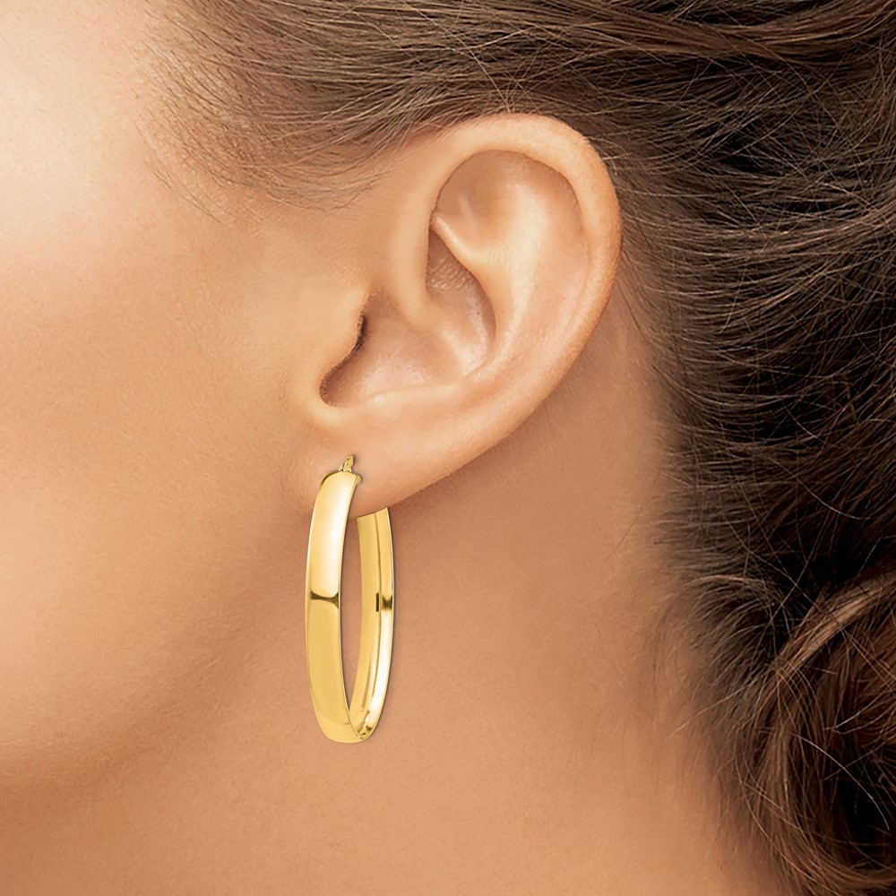14k High Polished 5mm Oval Hoop Earrings (TF1409)