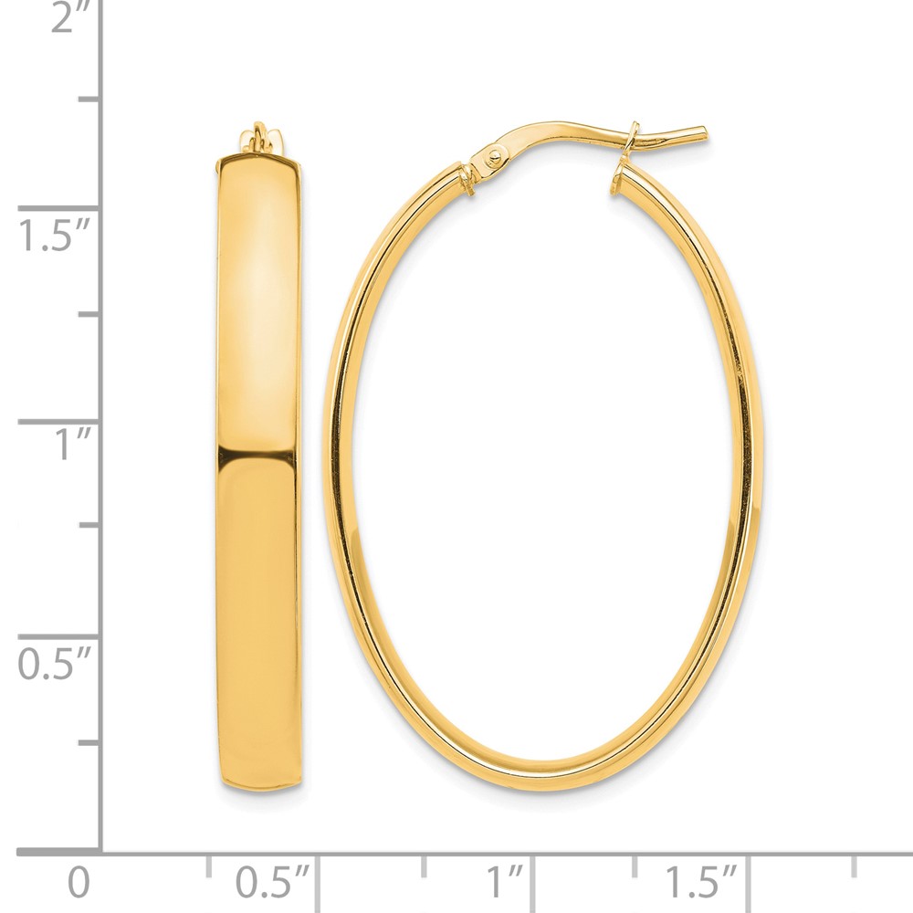 14k High Polished 5mm Oval Hoop Earrings (TF1409)