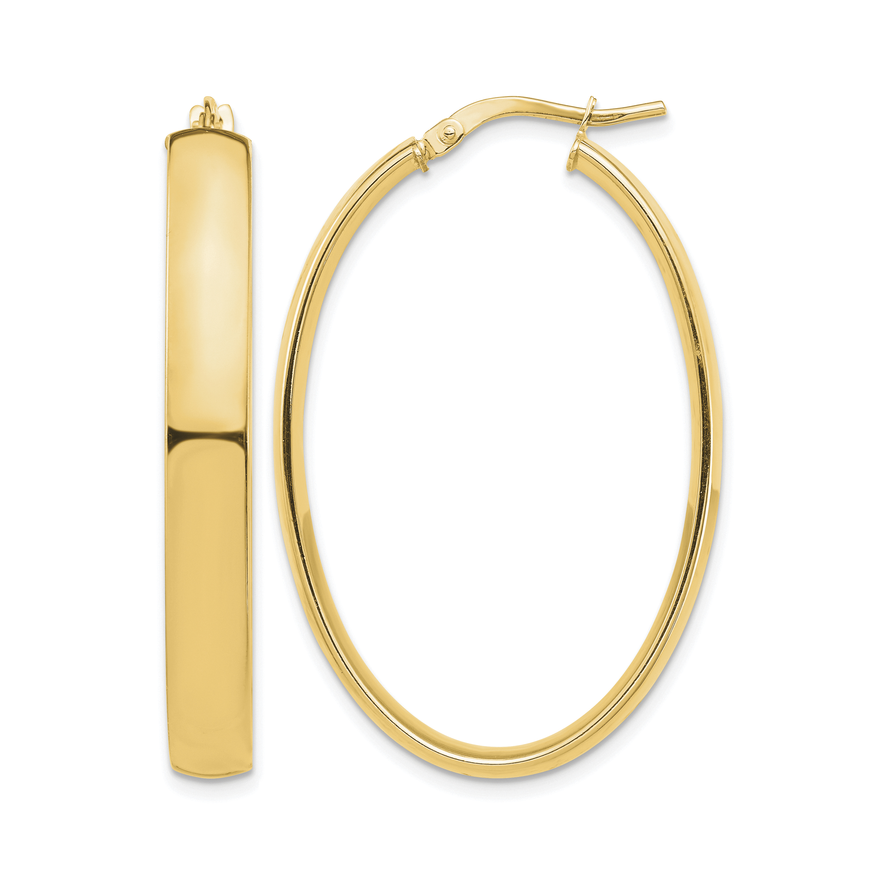 14k High Polished 5mm Oval Hoop Earrings (TF1409)