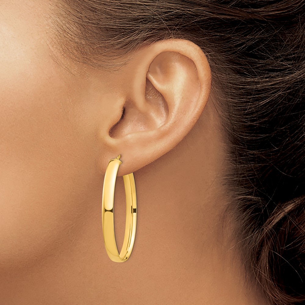 14k High Polished 5mm Oval Hoop Earrings (TF1410)