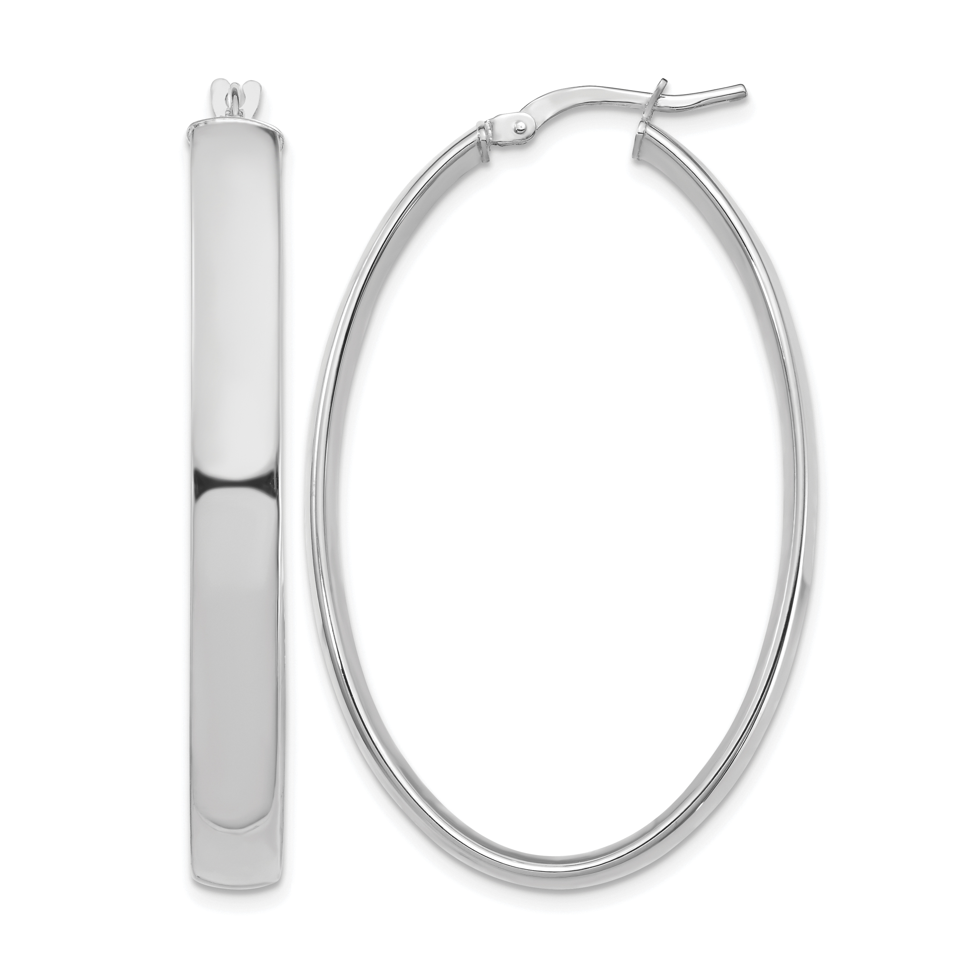 14k White Gold High Polished 5mm Oval Hoop Earrings (TF1410W)