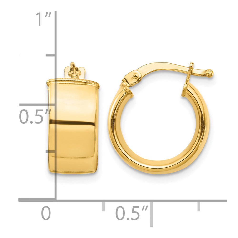 14k High Polished 7mm Hoop Earrings (TF1411)