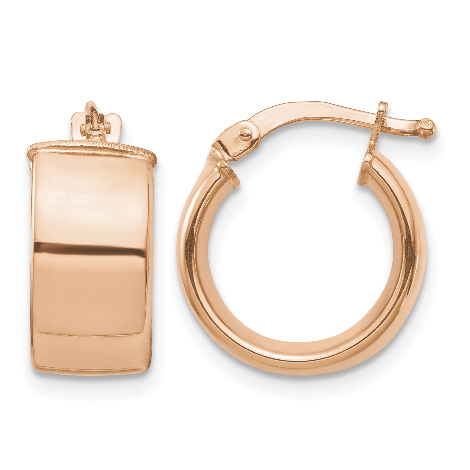 14k Rose Gold High Polished 7mm Hoop Earrings (TF1411R)