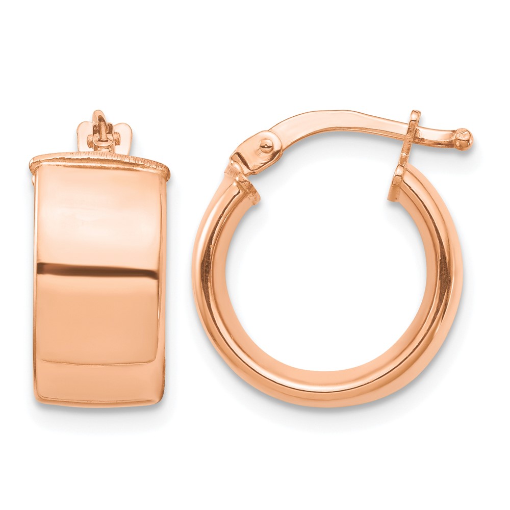 14k Rose Gold High Polished 7mm Hoop Earrings (TF1411R)