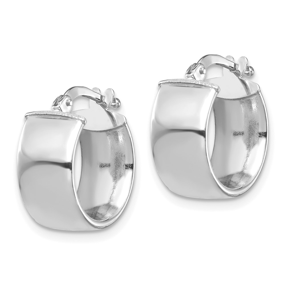 14k White Gold High Polished 7mm Hoop Earrings (TF1411W)